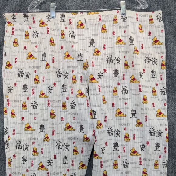 Winnie The Pooh Womens All Over Print Waffle Knit Lounge Pajama Pants White L/XL - Picture 3 of 13